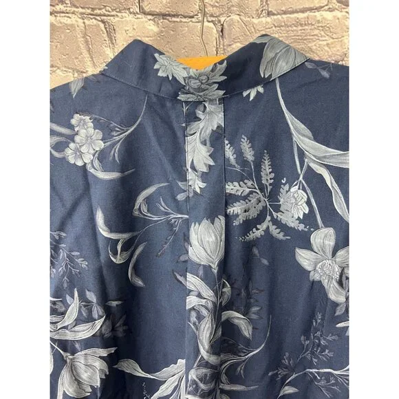 Chico's No Iron Button Front Shirt Autumn Whisps Tunic Size 4 US 20 NWT Blue - Picture 7 of 9